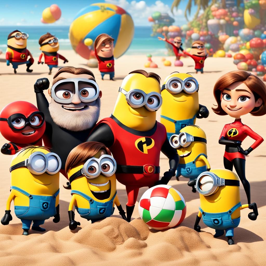 Incredibles and Minions Beach Holiday