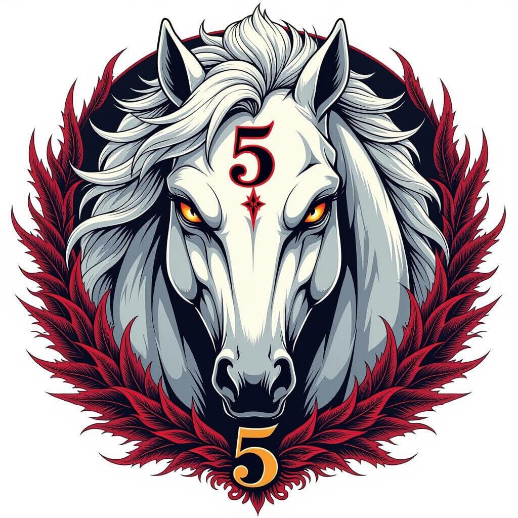 Powerful White Horse Tattoo Design in Anime Style