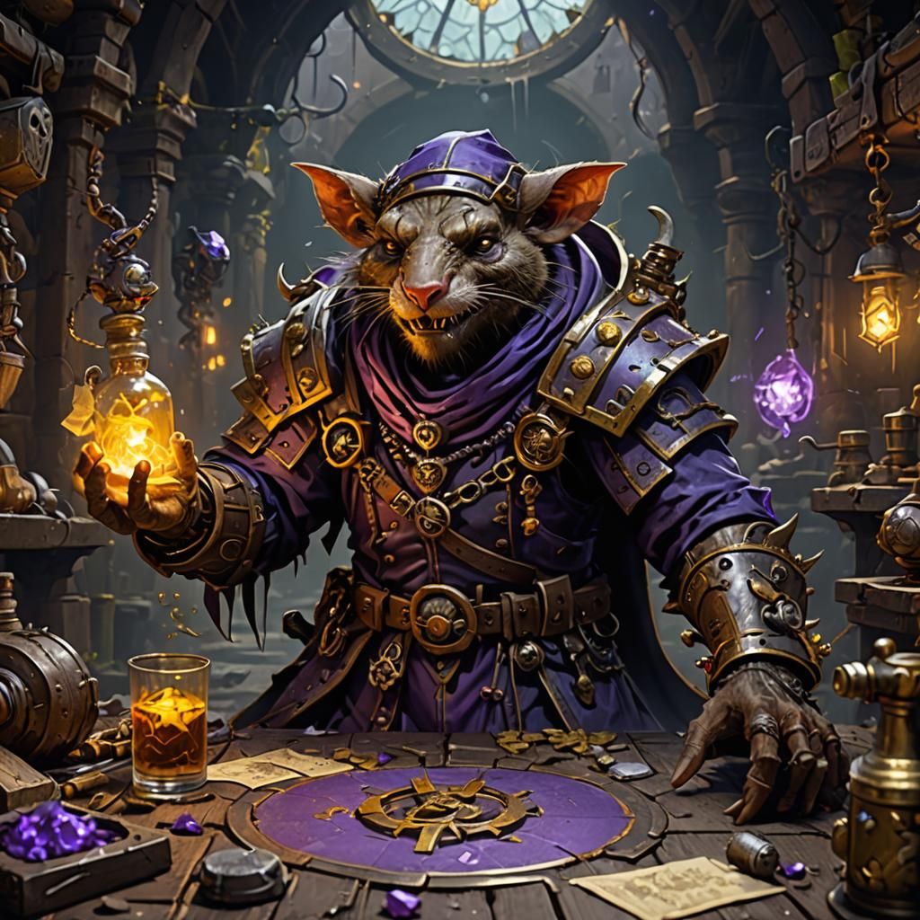 Skaven Engineer Necromancer in Dark Fantasy Style