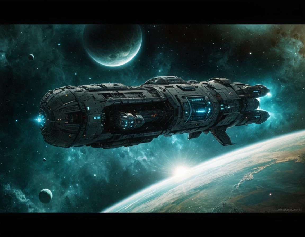 Sci-Fi Spaceship Soaring Through Deep Space