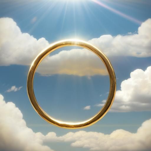 Divine Gold Ring in Soft Focus, Heavenly Sunshine Illuminate...