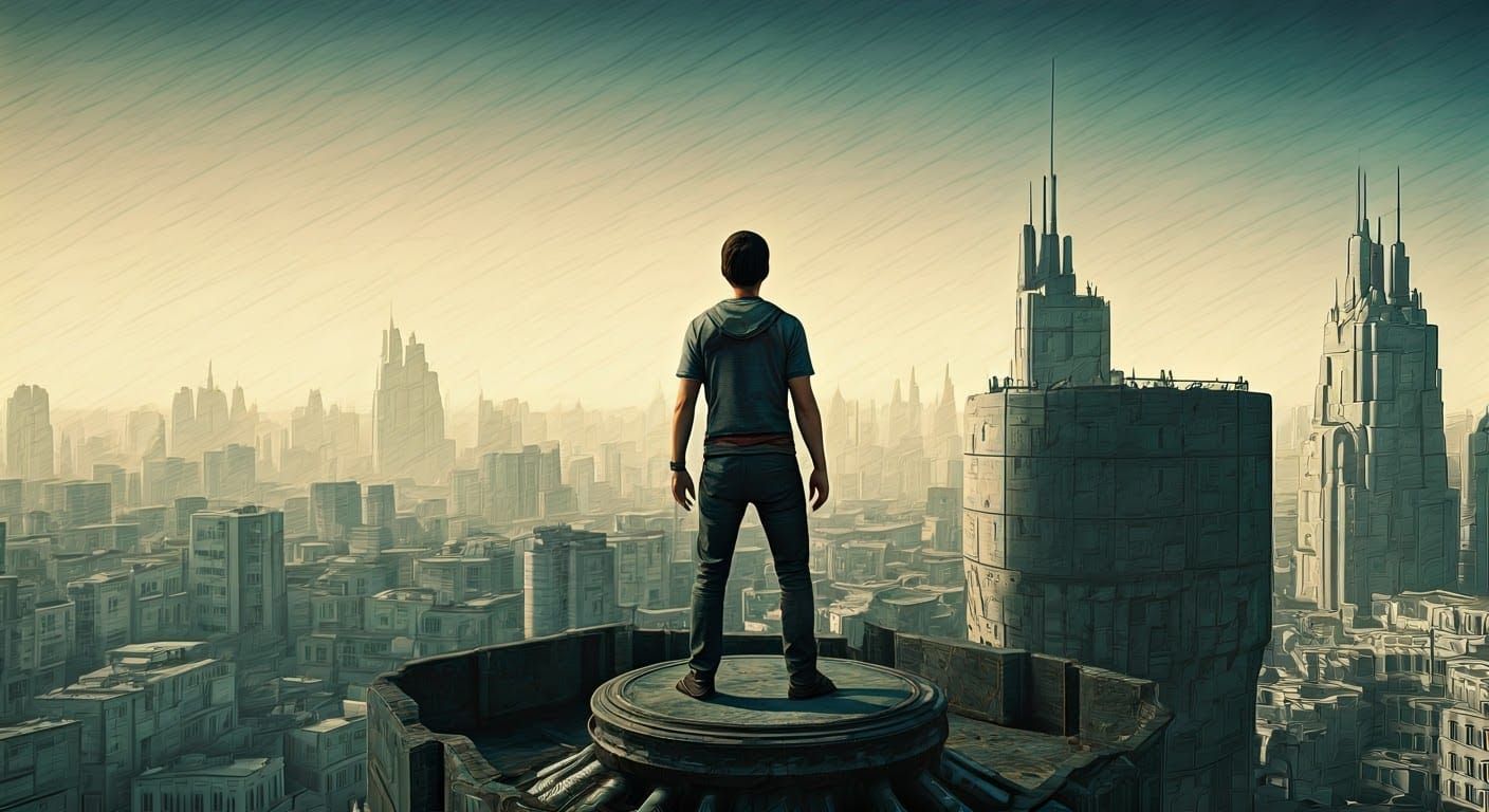 Dystopian Fortress in Post-Impressionist Style