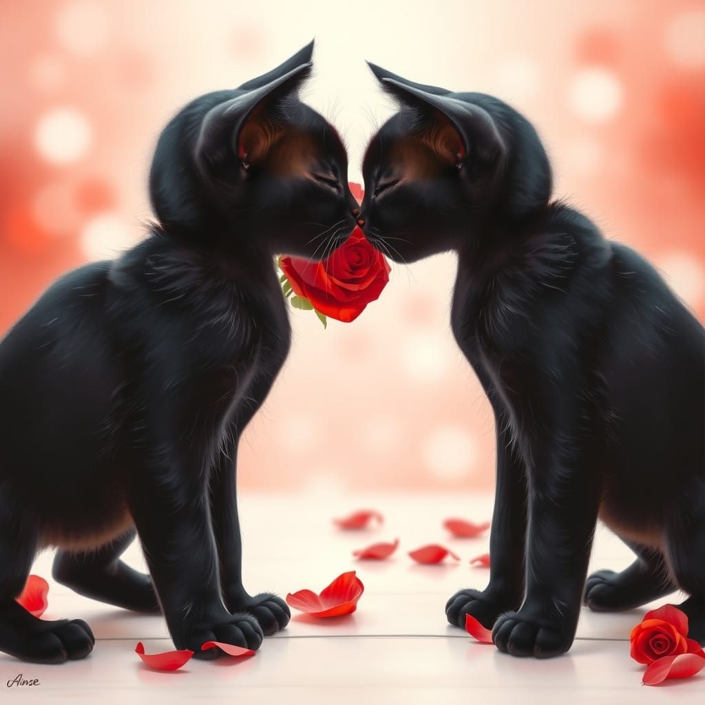 Cute Black Kittens Share a Tender Moment
