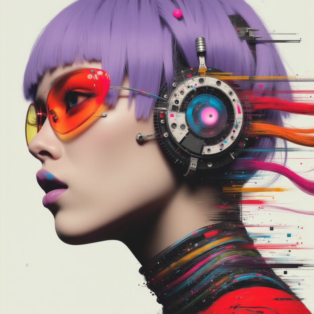 Cyberpunk Woman with Transparent Body Armor