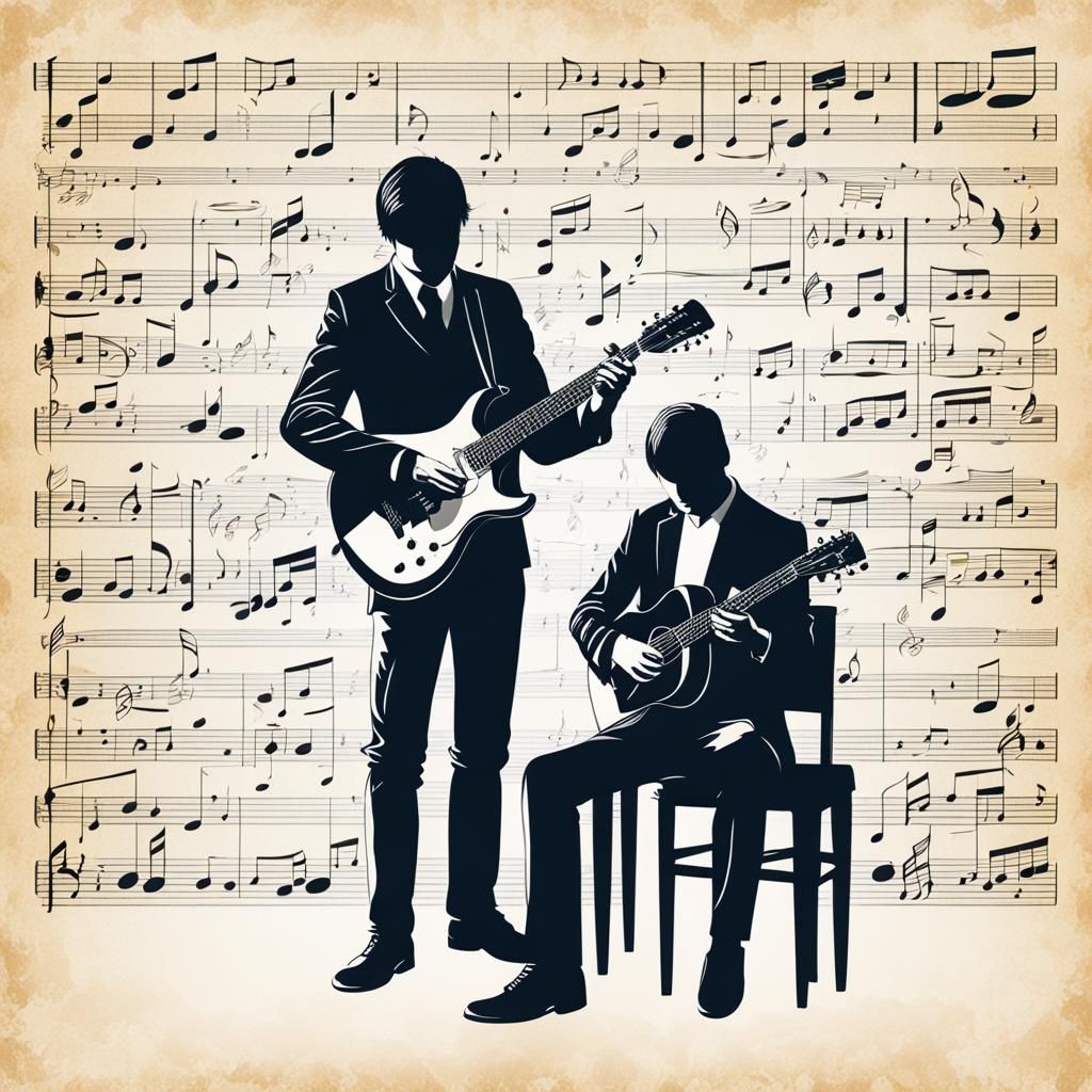Guitarist and Pianist with Sheet Music