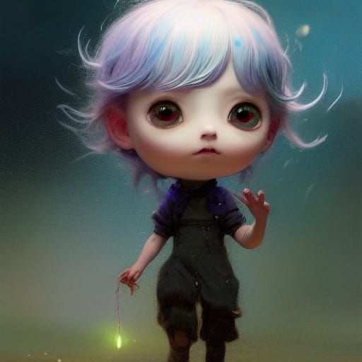 Luminescent Pop Head Tankist in Fantasycore Style