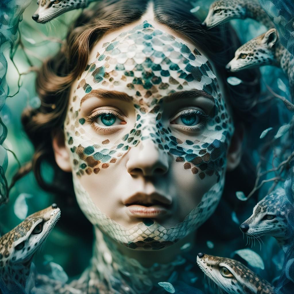 Victorian Surrealism: Woman with Translucent Animal Skin