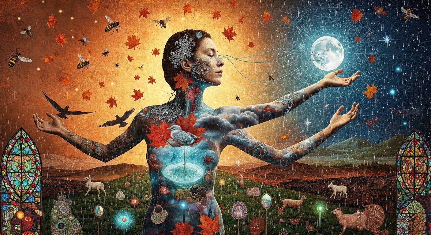 Mystical Shaman in Bioluminescent Oasis