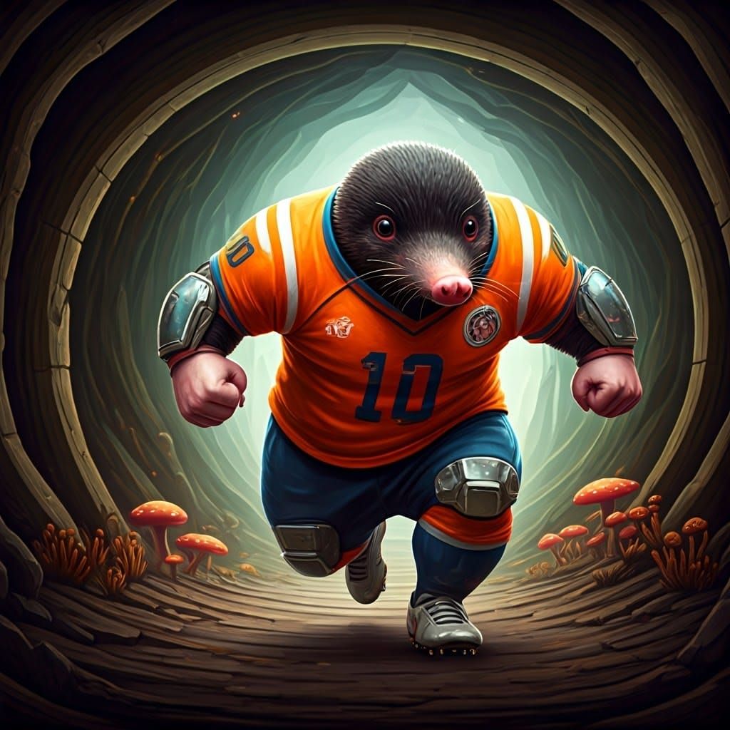 Football Mole Man in Mystical Underground Realm