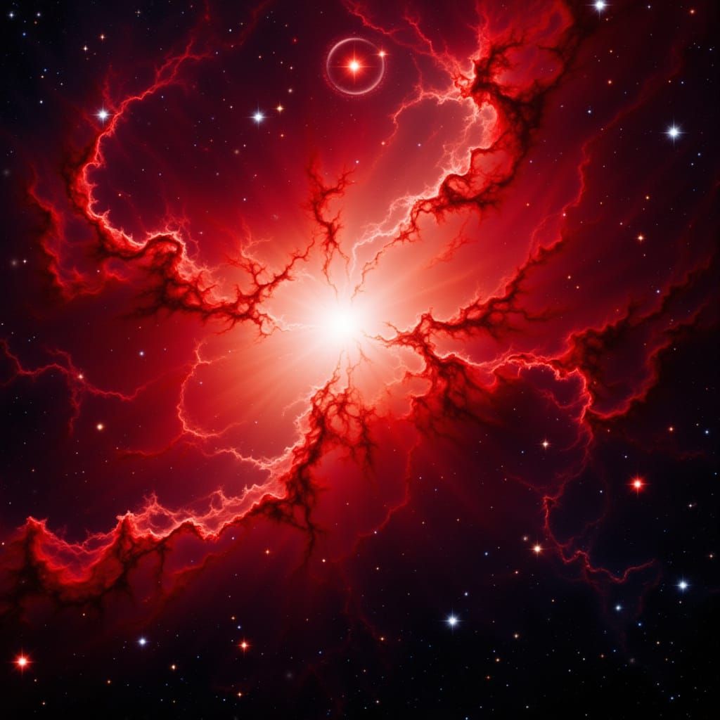 Vibrant Crimson Nebula in Deep Space