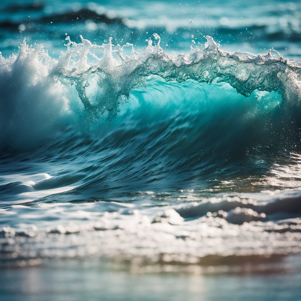 Turquoise Ocean Wave Crashing: Underwater Photography