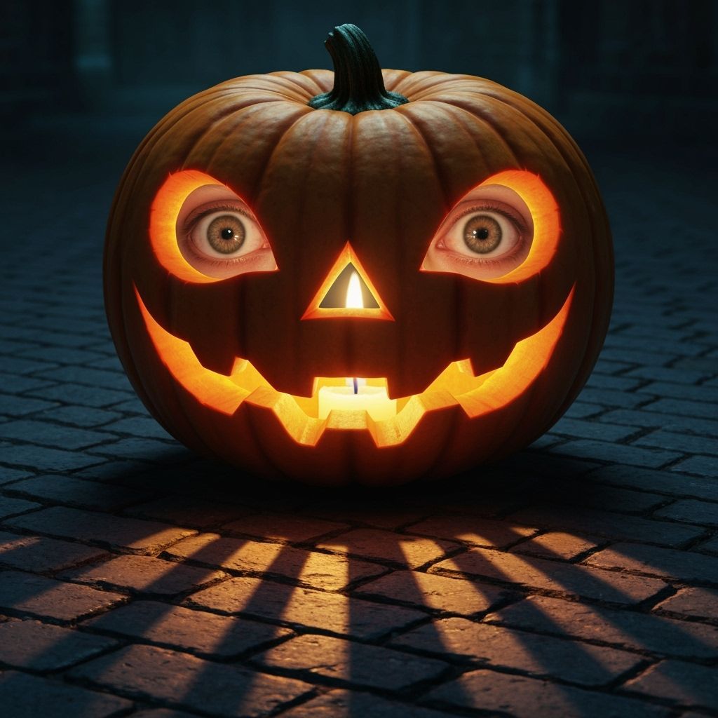 Menacing Jack-O-Lantern with Realistic Eyes, Dark Fantasy St...