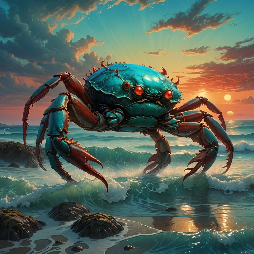 Giant Crab Emerges from the Ocean Depths