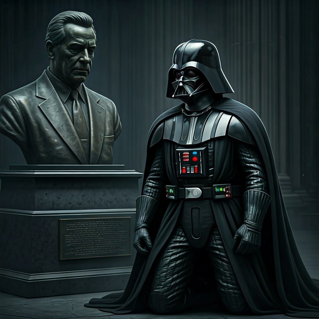 Darth Vader Kneels in Respect, Film Noir Style