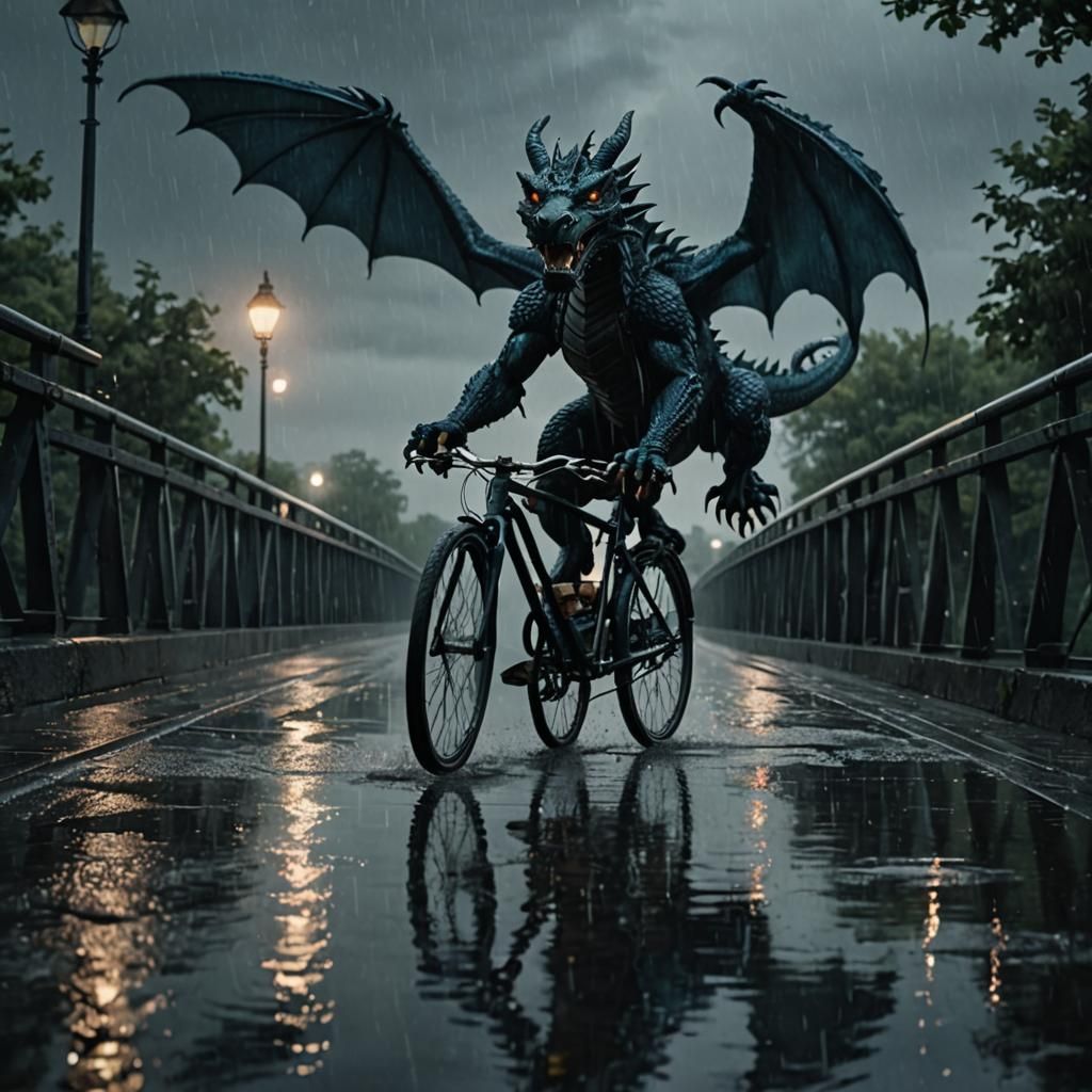 Dramatic Dragon Bicycle Chase in Film Noir Style