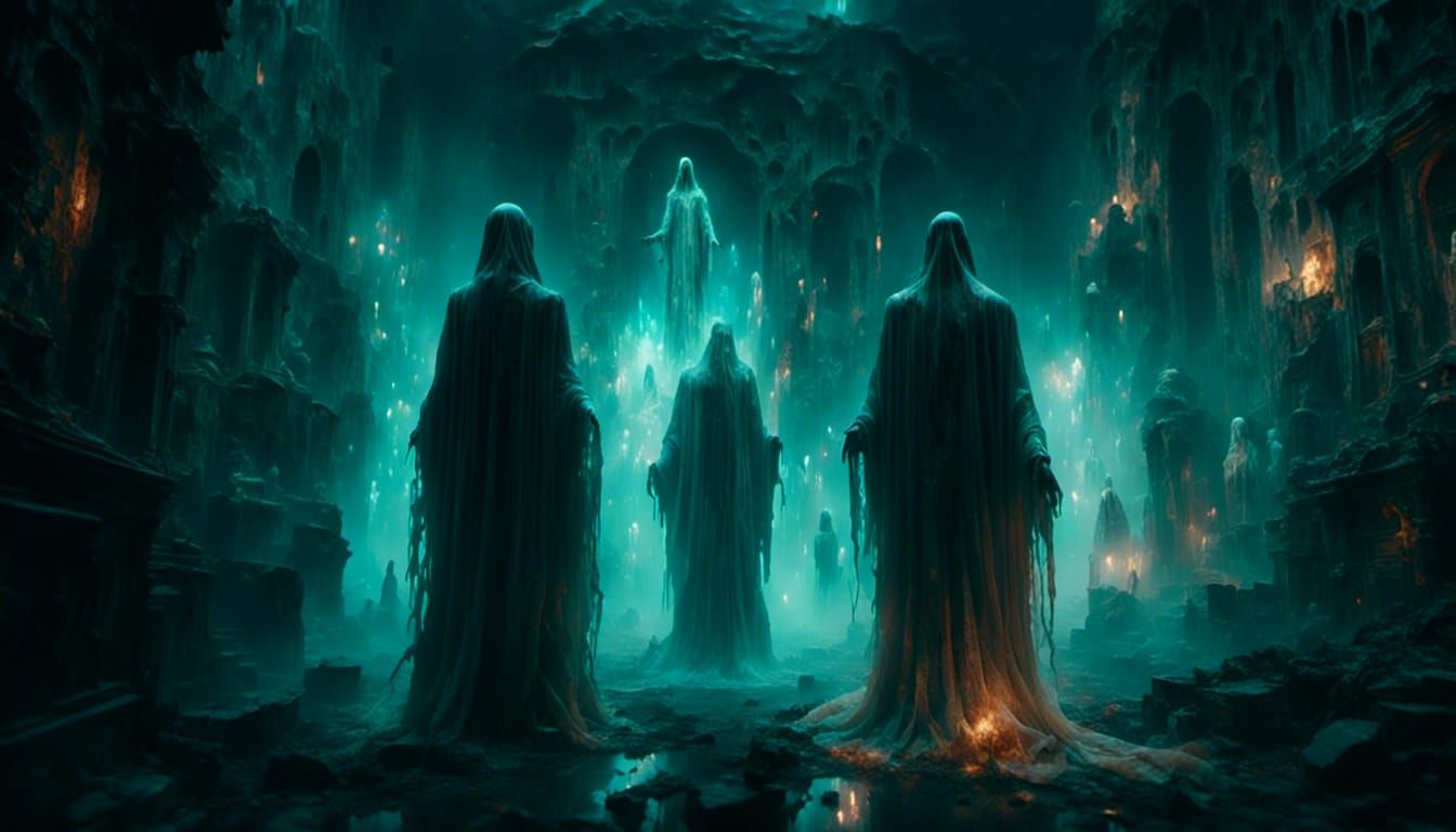 Macabre Ghostly Ascent in Dark Fantasy Style