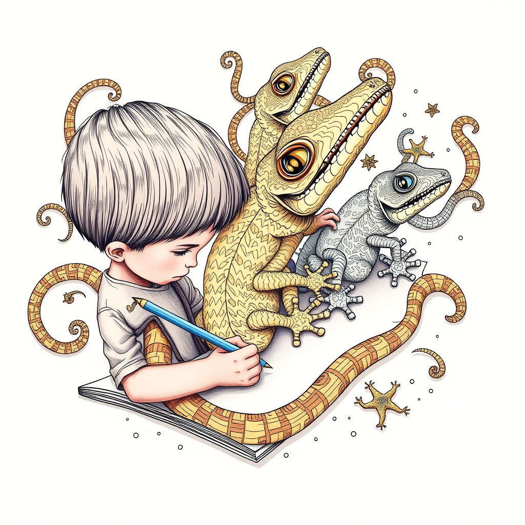 Psychedelic Geckos Come to Life: Doodle Art
