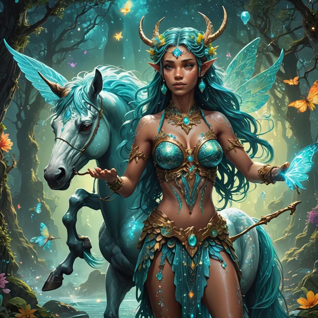 Bioluminescent Fairy Centaur Fantasy Art