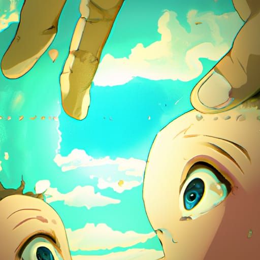 Anime Style Baby and Man by Makoto Shinkai