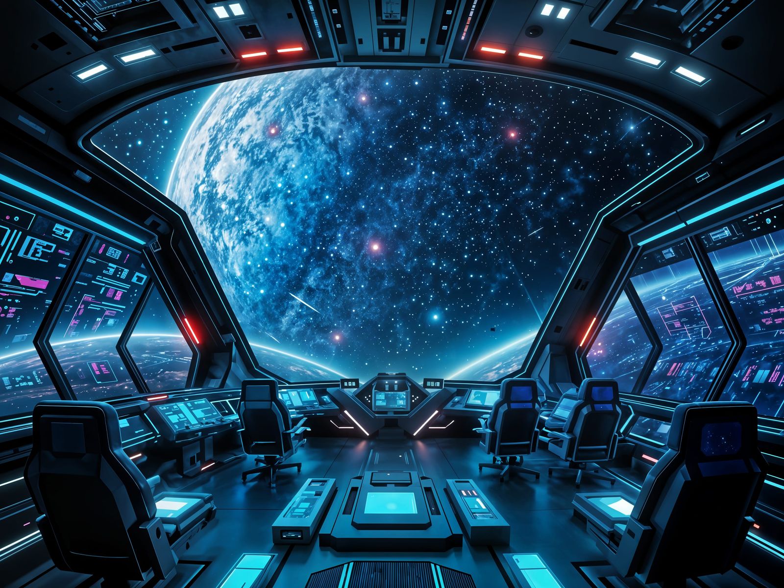 Sci-Fi Spaceship Bridge: Futuristic Control Hub