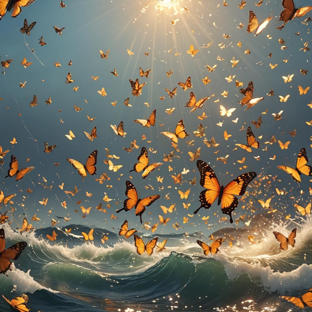 Butterflies Above Sea in Epic 3D Graphics