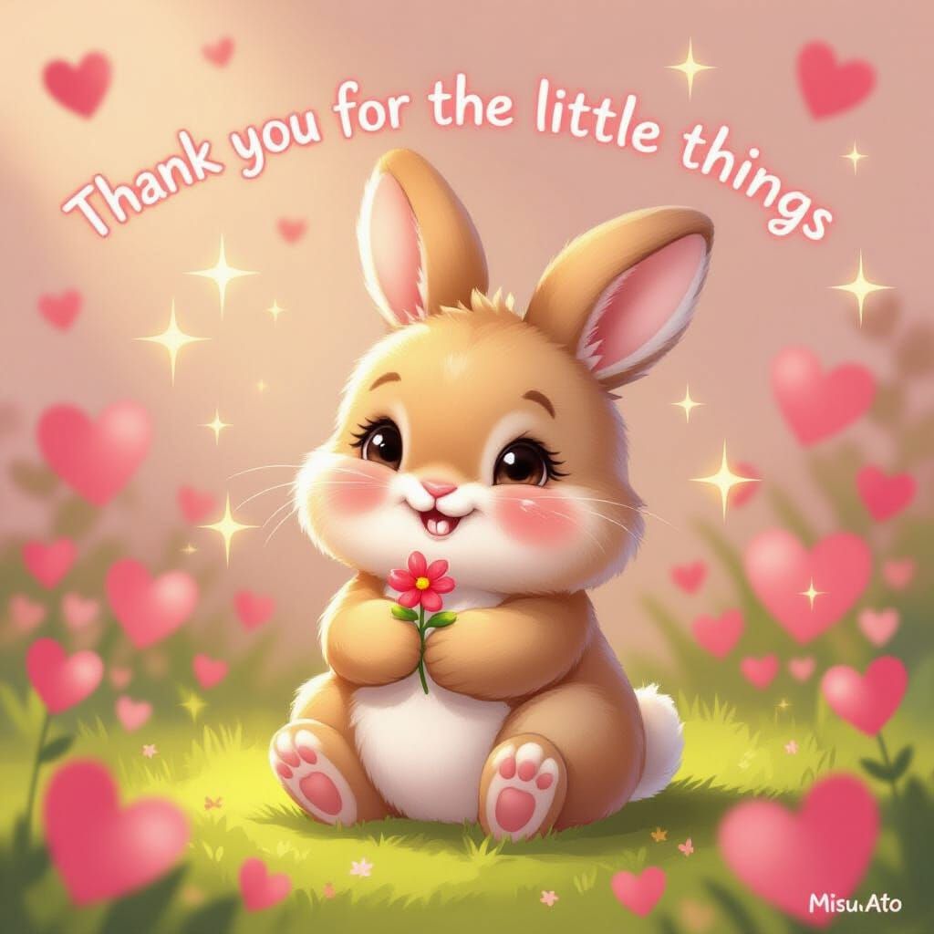 Adorable Kawaii Bunny with Flower