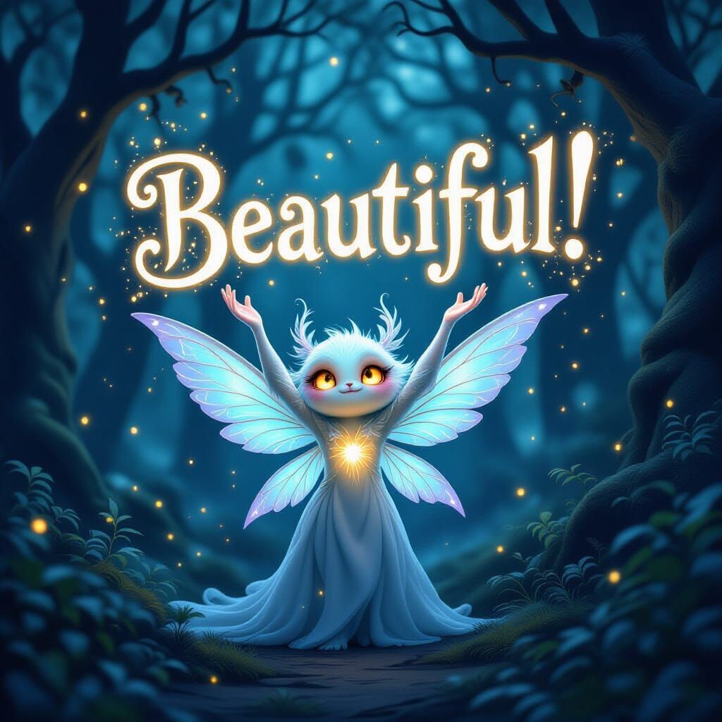 Bioluminescent Creature Illuminates Magical Forest