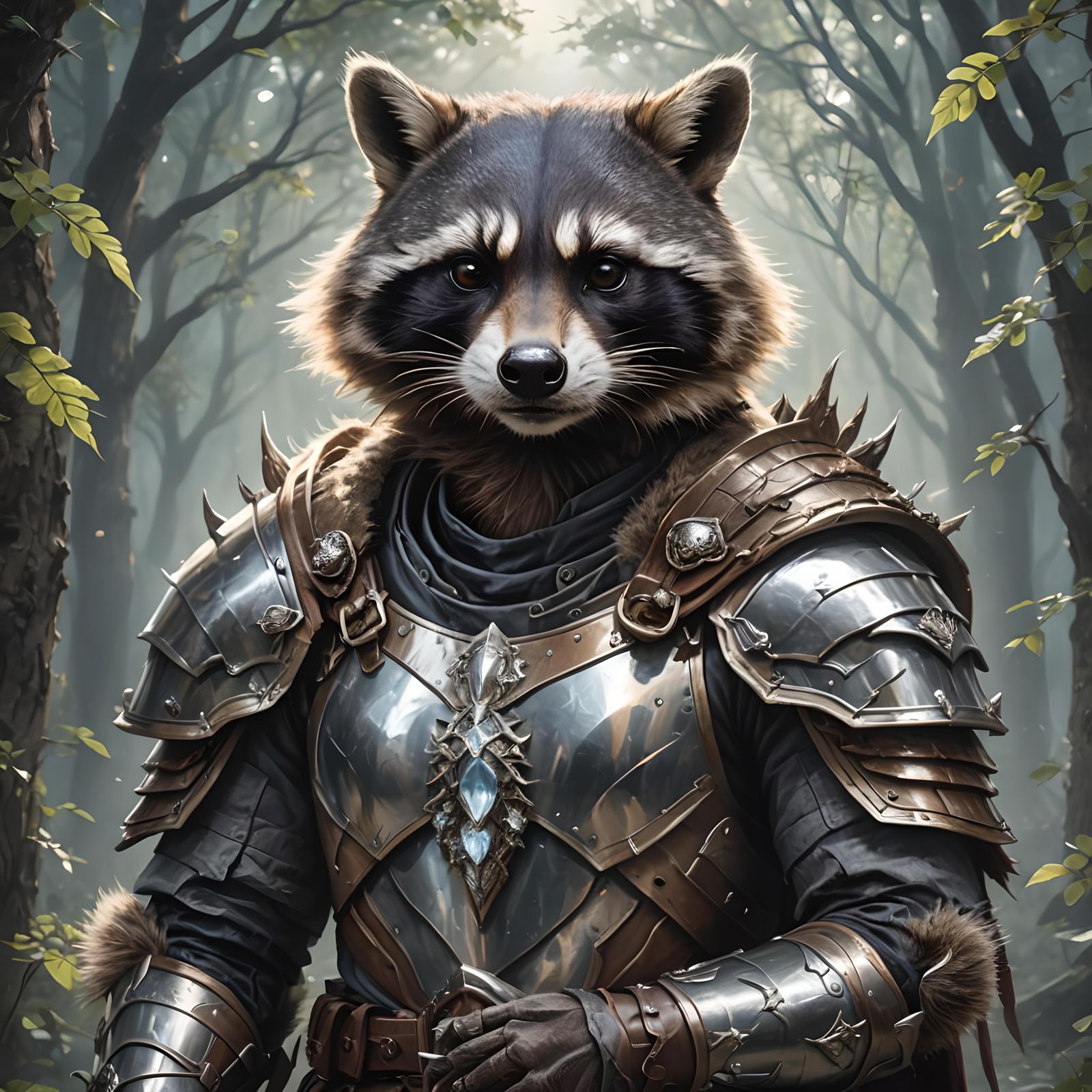 Fantasy Portrait of a Raccoon Knight