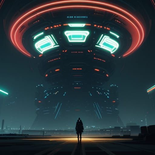 Ethereal Megastructure Goddess in Futuristic Industrial Styl...