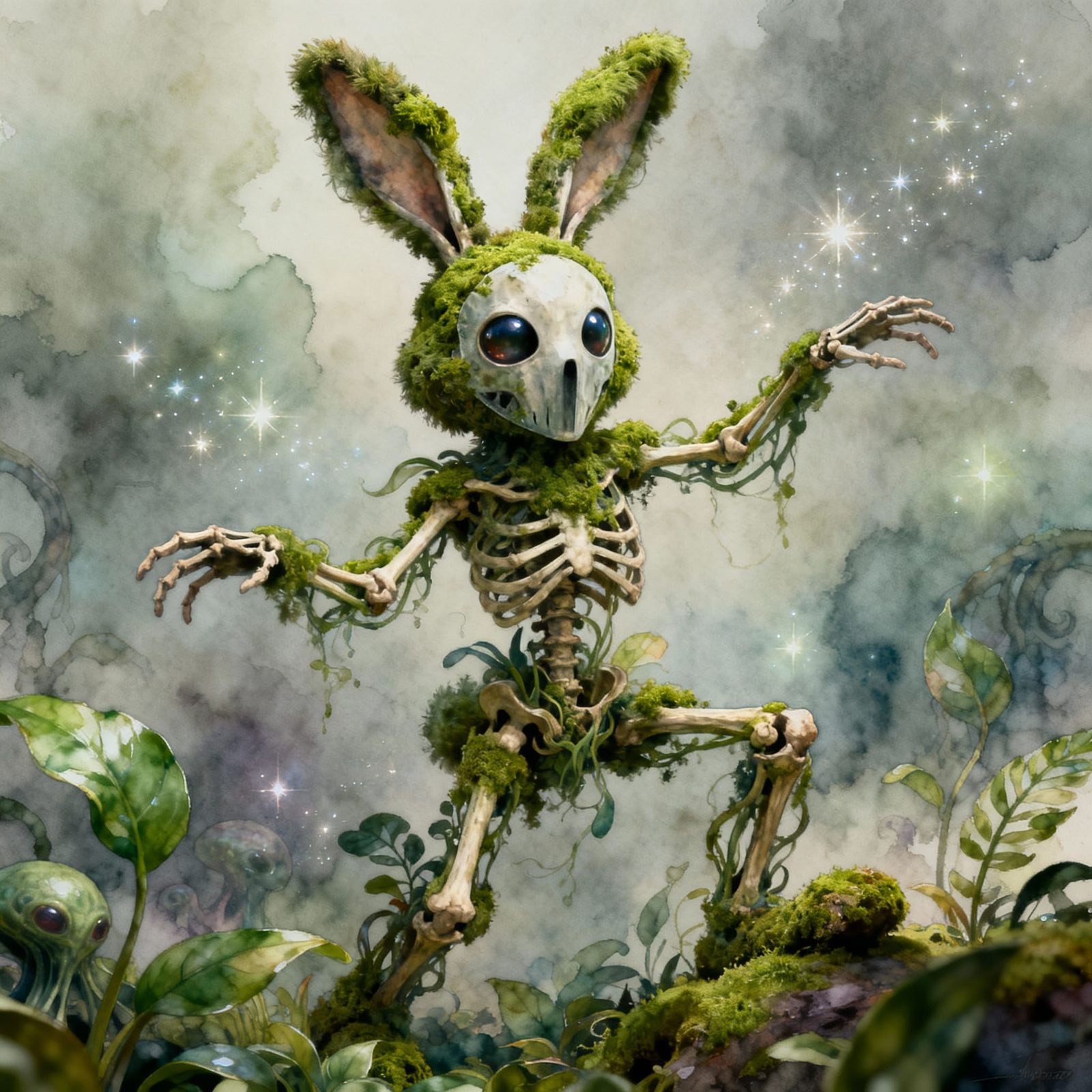 Mystic Boney Bunny Wizard Painting