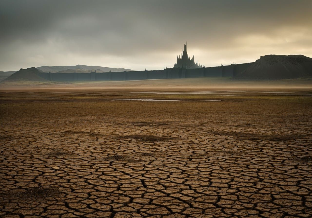 Grim Black Towers of Mordor in a Dismal Waste
