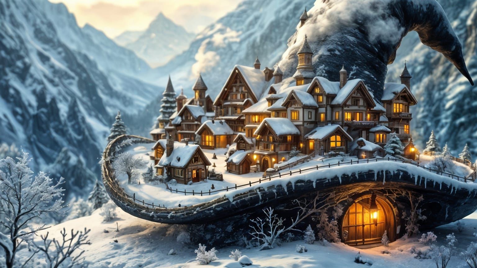 Magical Hat Shaped Like Winter Village
