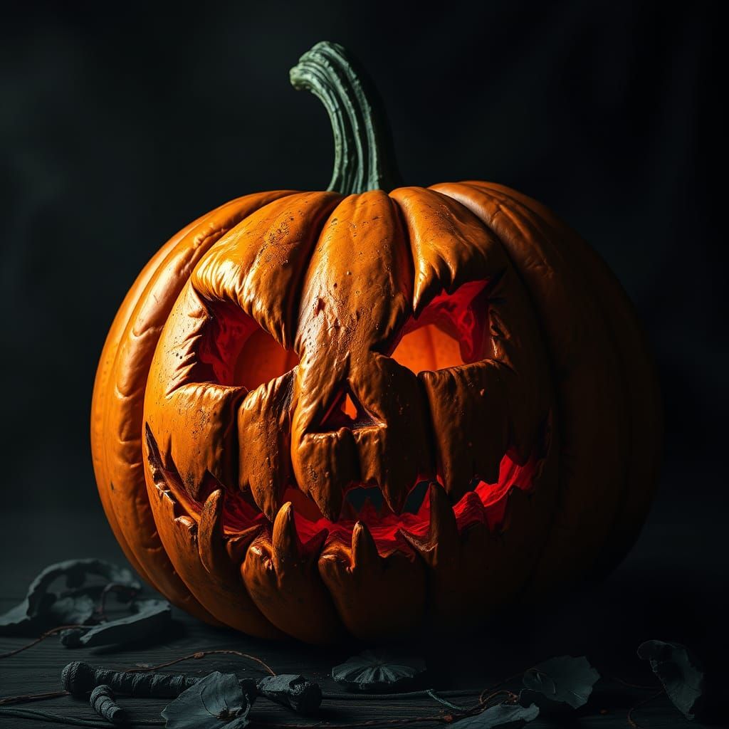 Orange Pumpkin Jack-o'-Lantern: Detailed Digital Art