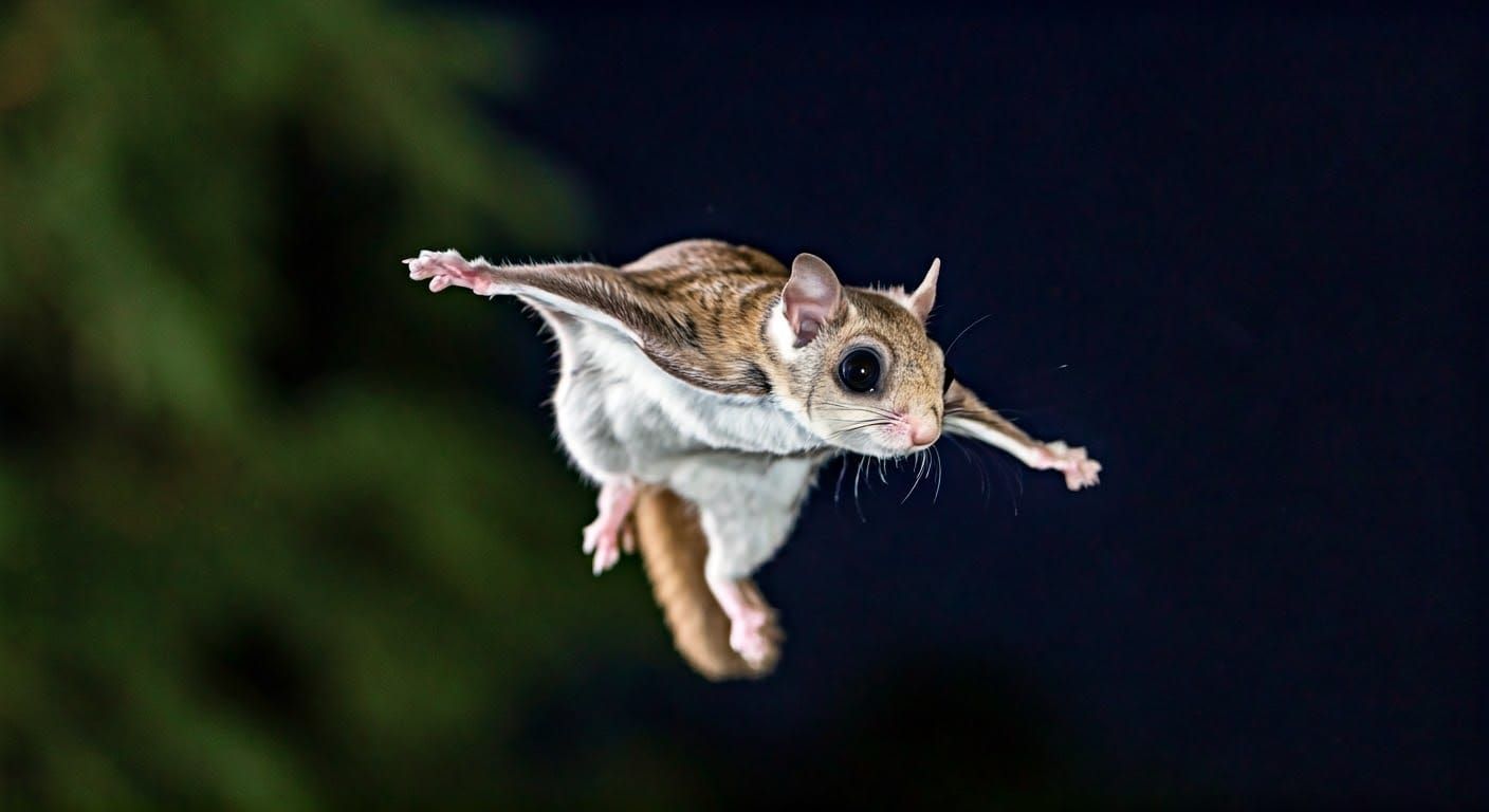 Humboldt's Flying Squirrel Gliding at Night