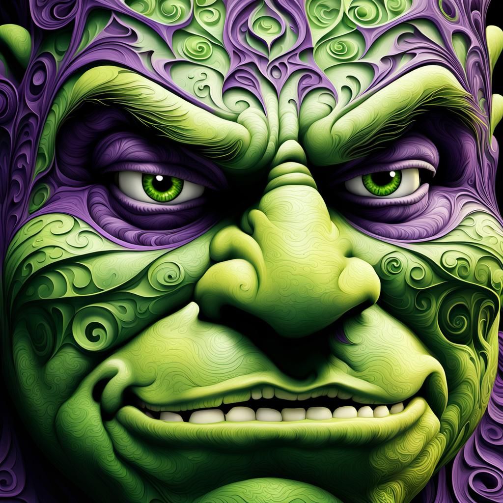 Fractal Shrek: Abstract Digital Art Illustration