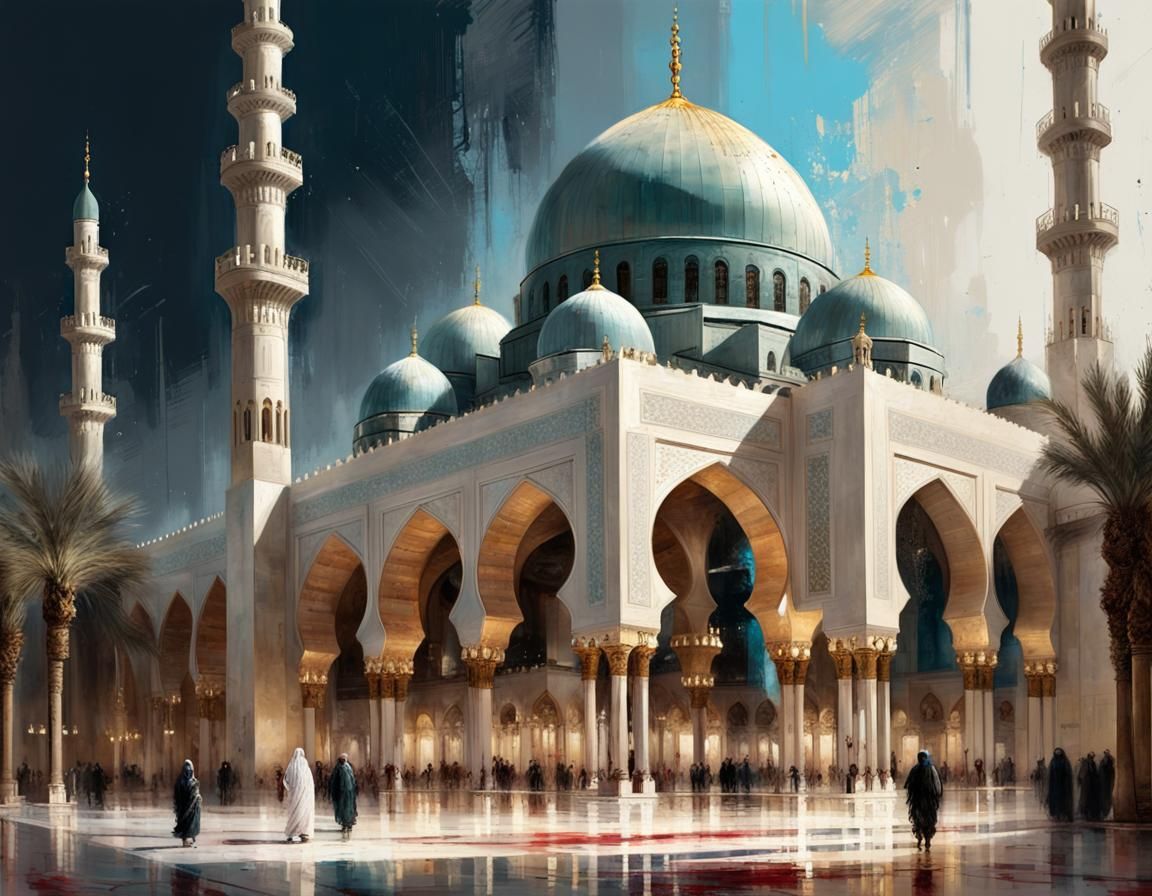 Al-Fateh Grand Mosque in Exuberant Fine Art Style