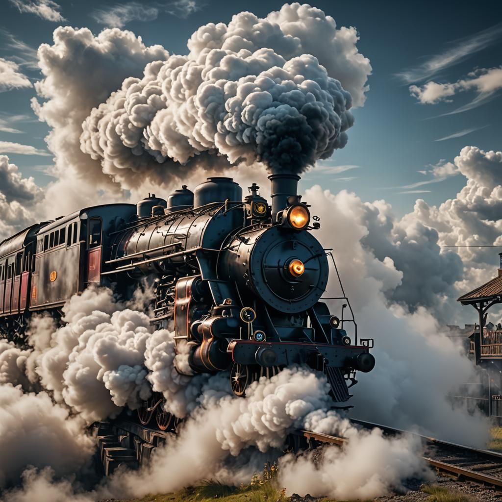 Hyperrealistic Cloud Steam Train in 3D