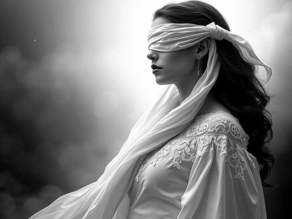 Blindfolded Beauty in Vibrant Digital Art