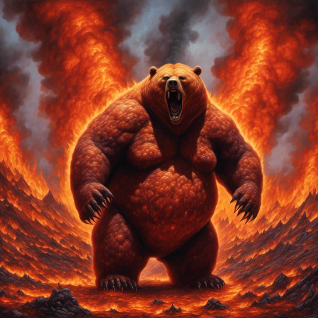 Fiery Volcano Bear Portrait