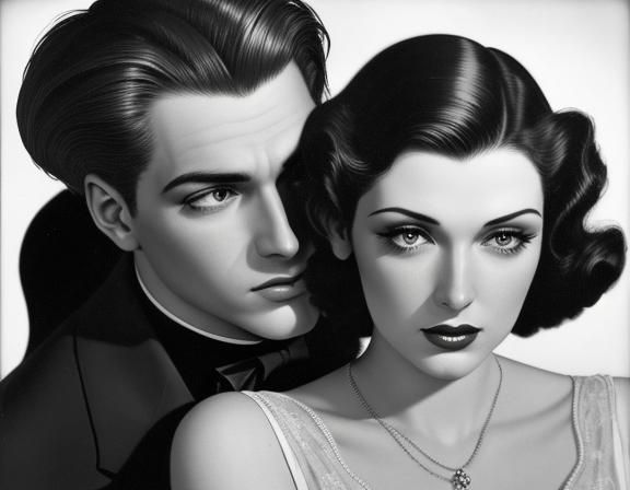 Romantic Embrace in 1930s Style
