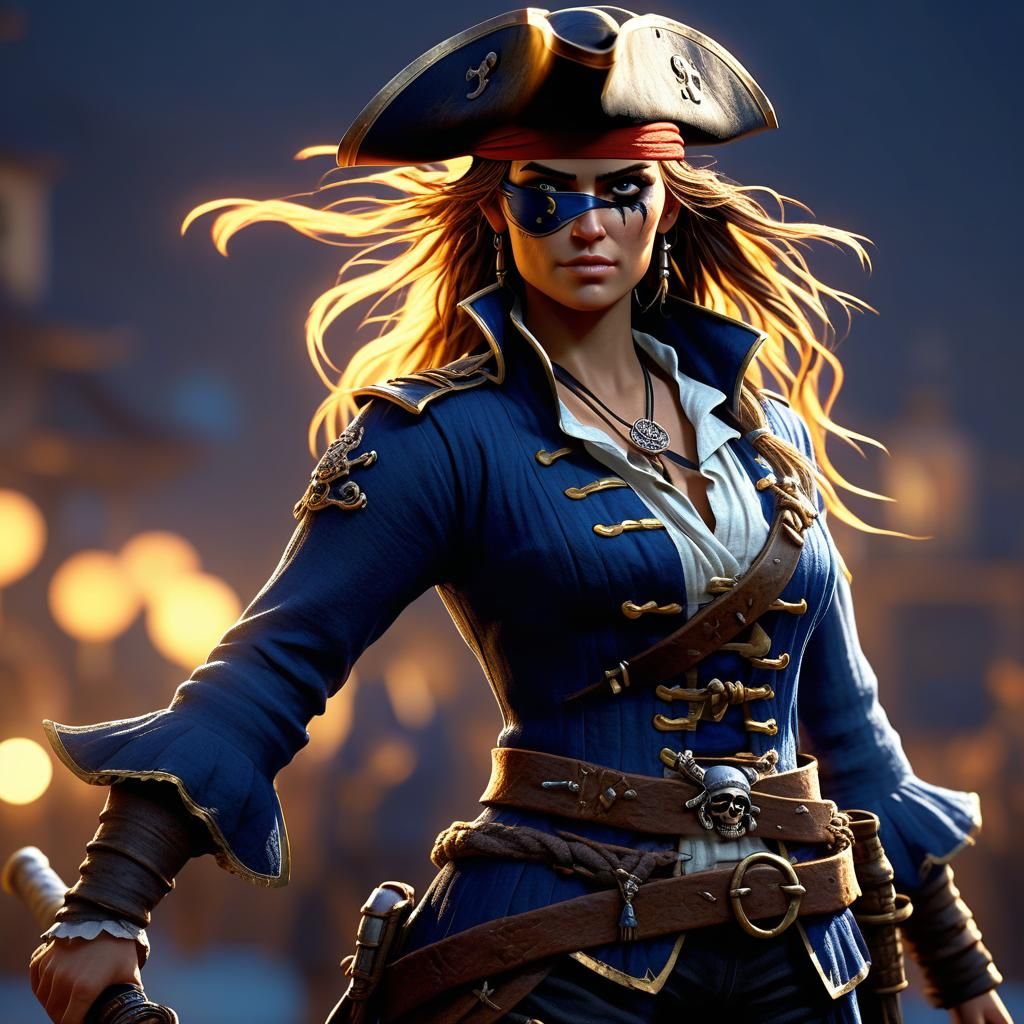 Pirate Woman with Saber in Fantasy Concept Art