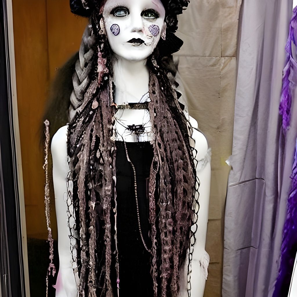 Haunted Gothic Mannequin with Braided Moth Wig