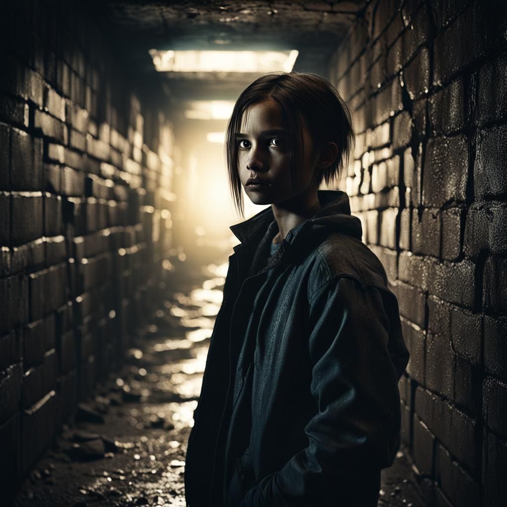 Girl in Urban Tunnel: Cinematic Concept Art