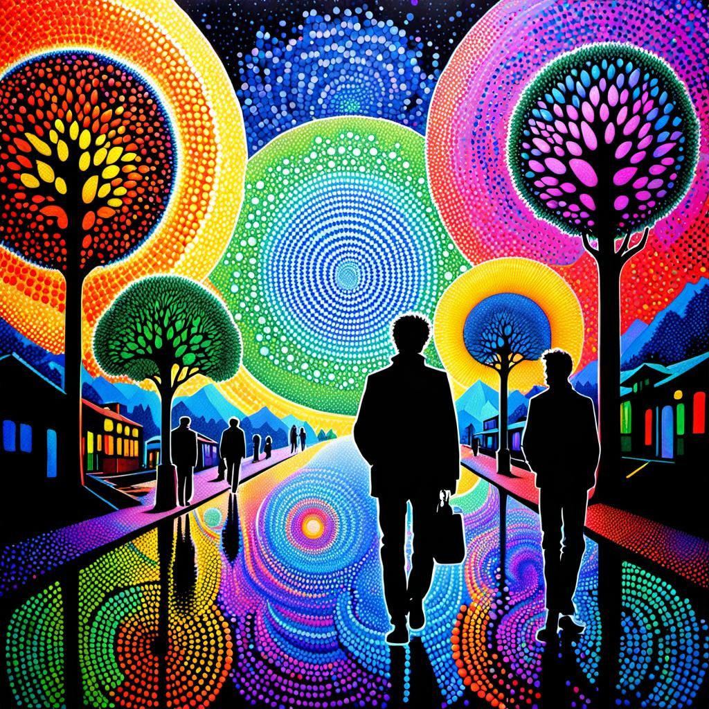 Psychedelic Kinetic Pointillism of a Quadrophenia Scene