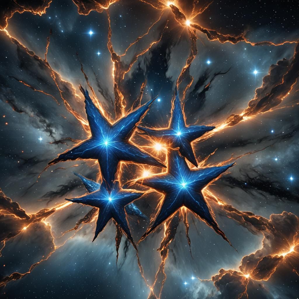 Two Symmetrical Blue Stars Hugging in Dark Sky