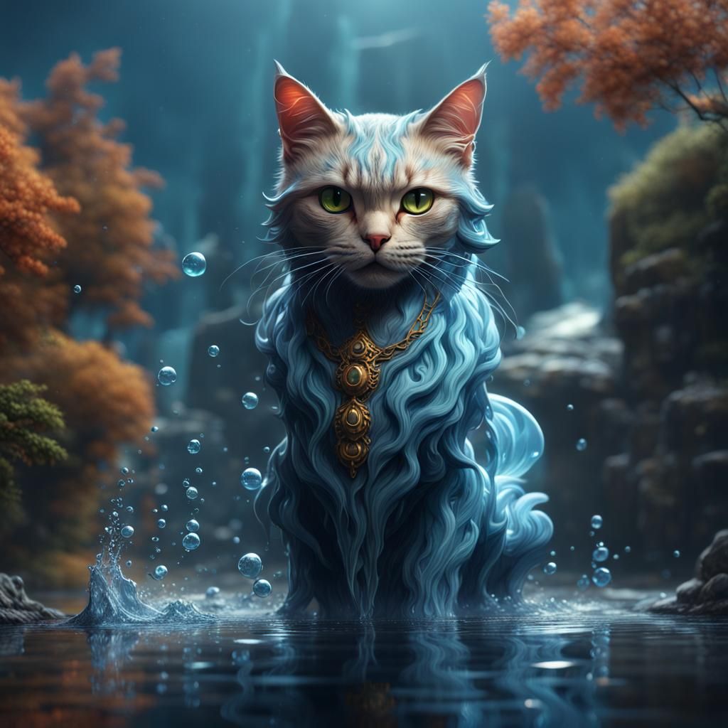 Water Cat: Detailed Matte Painting