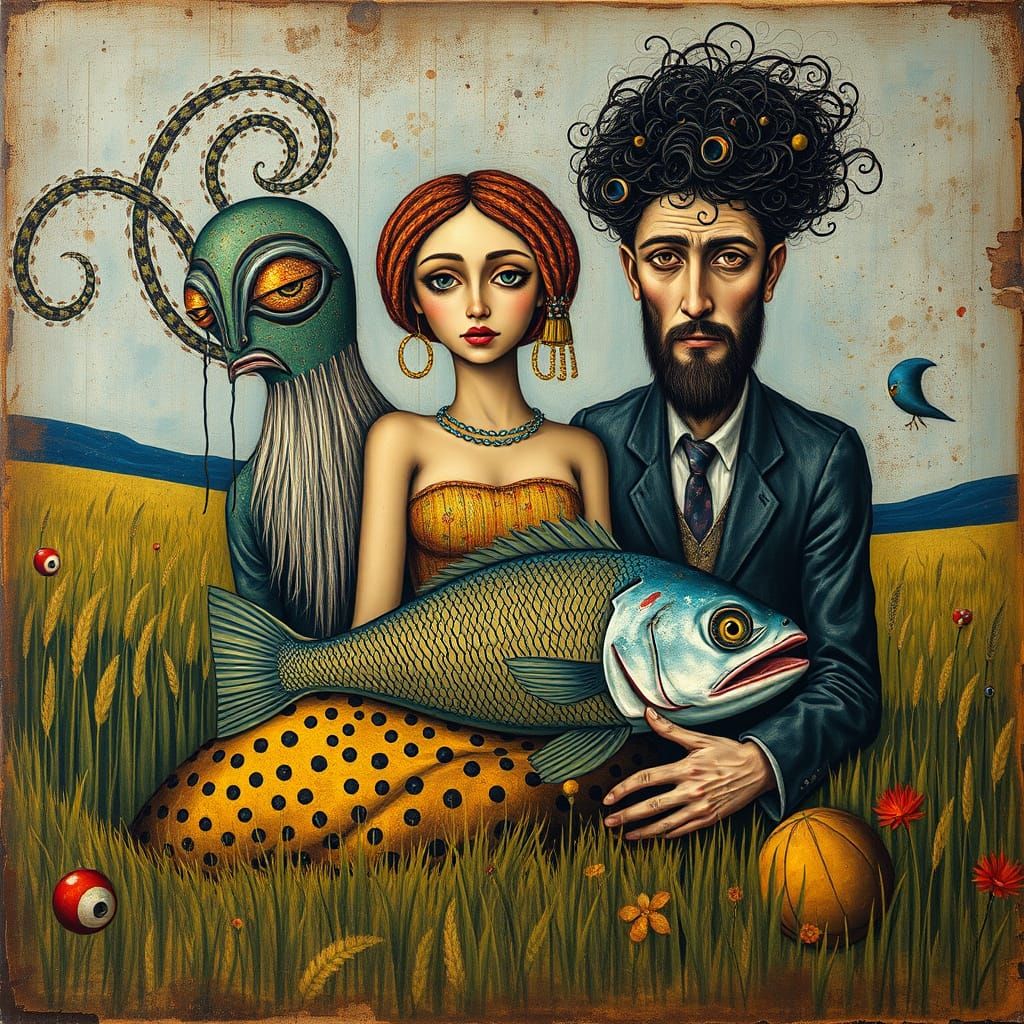 Ethereal Klimt-Inspired Masterpiece with Whimsical Creatures