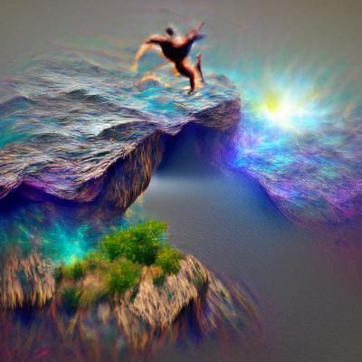 Cosmic Abyss Jump: Hyperrealistic Impressionistic Rendering