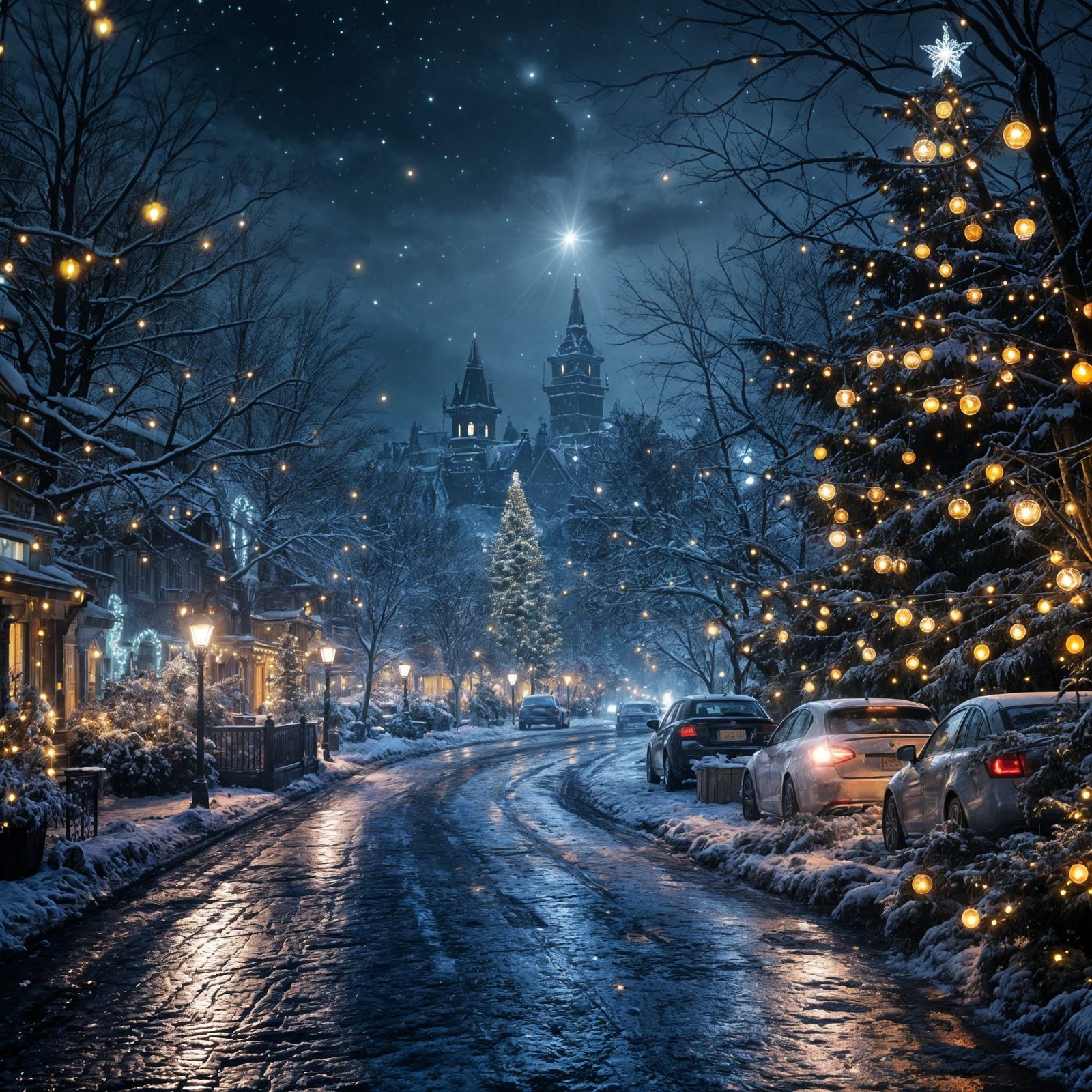 Vibrant Winter Light Celebration in Hyperrealistic HDR