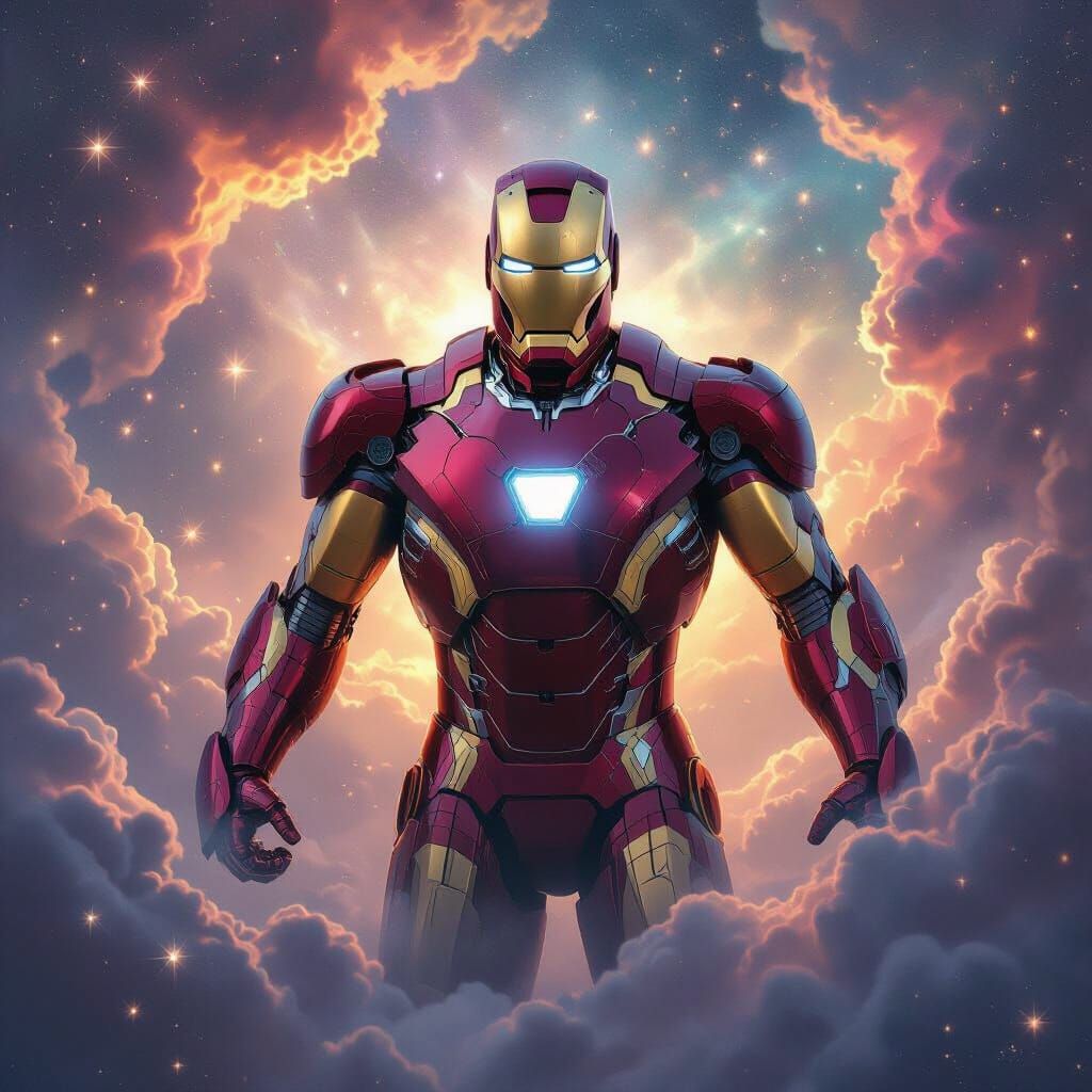 Iron Man in Space: Cosmic Clouds and Nebula Colors